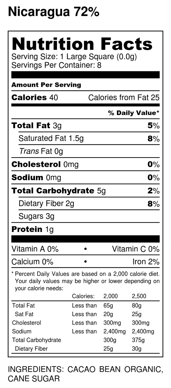 Xocolatl Dark Chocolate Matagalpa Nicaragua 72% Single Origin
