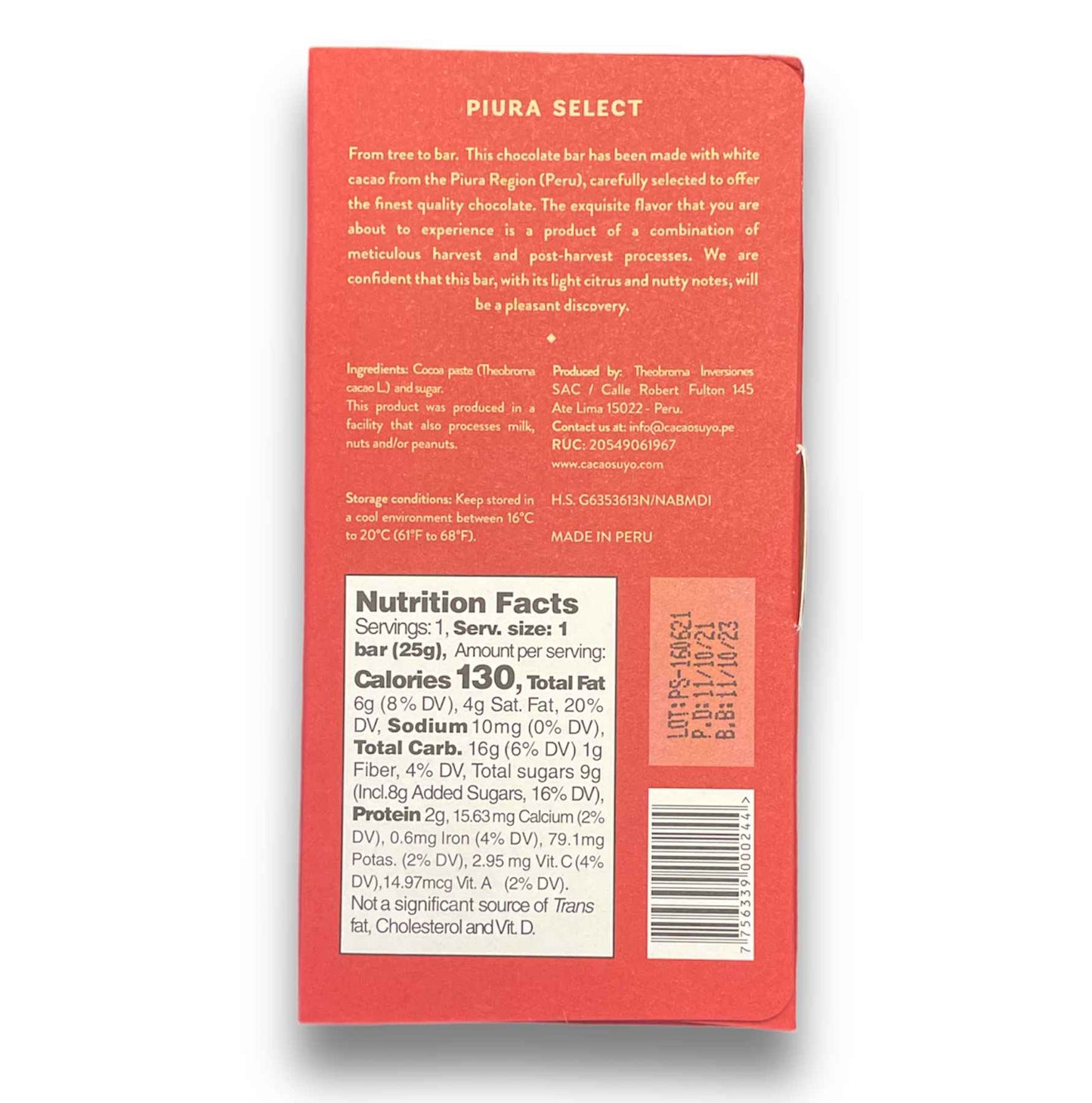 Cacao Suyo Dark Chocolate Piura 70%