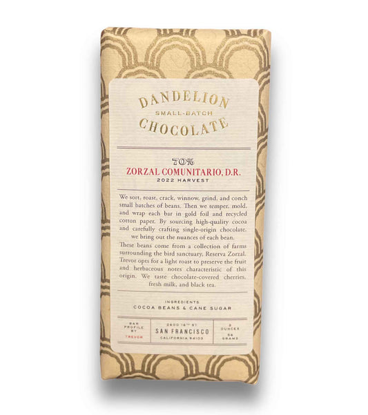 Dandelion Dark Chocolate - Zorzal Comunitario, Dominican Republic 70%