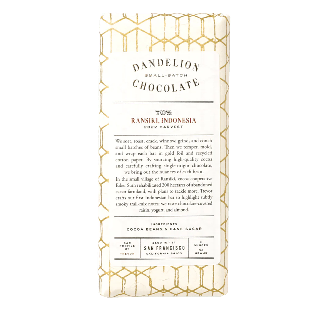Dandelion Dark Chocolate - Ransiki Indonesia 70%