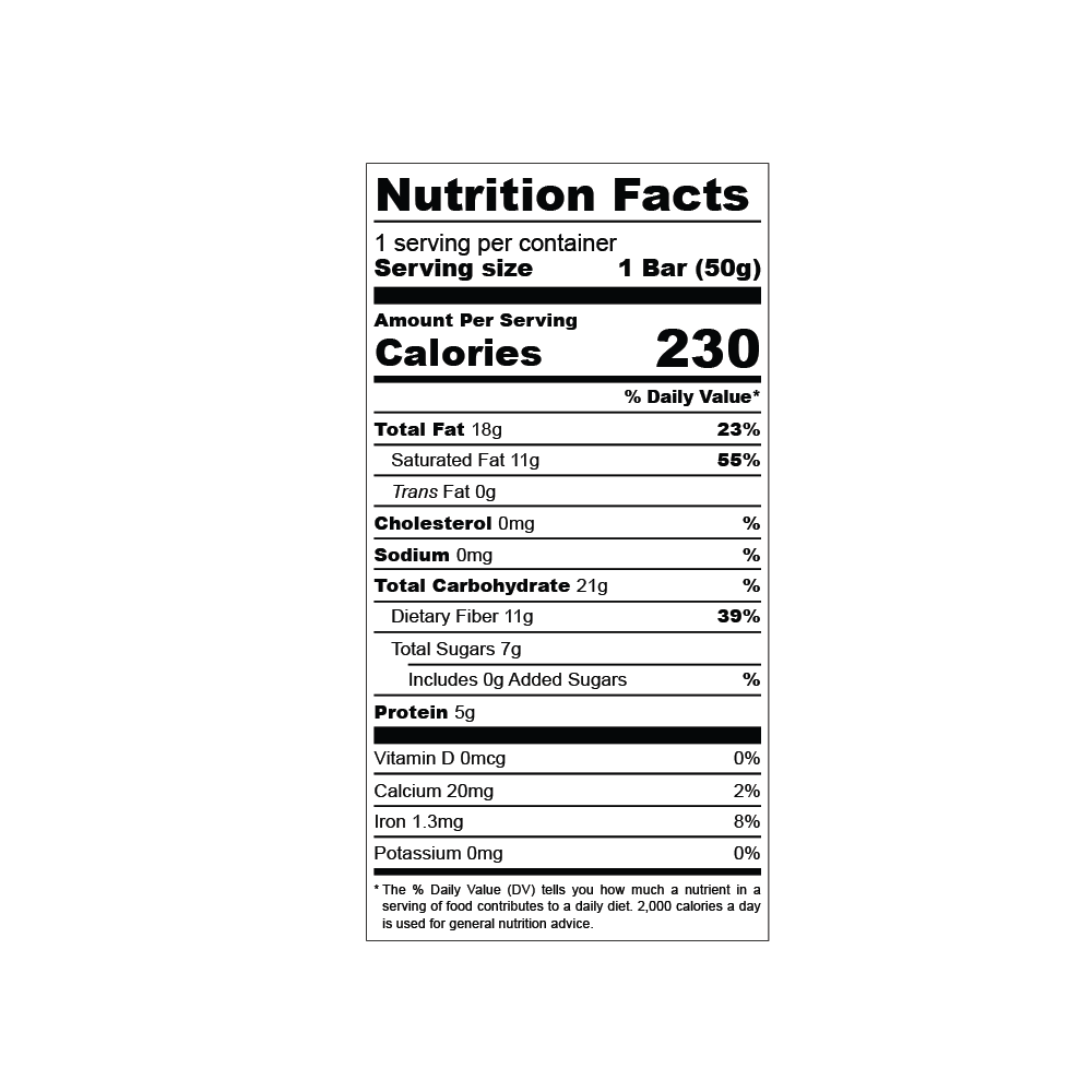 The Concious Bar / Cacao and Dates - Date Sweeteed Smooth Dark Chocolate