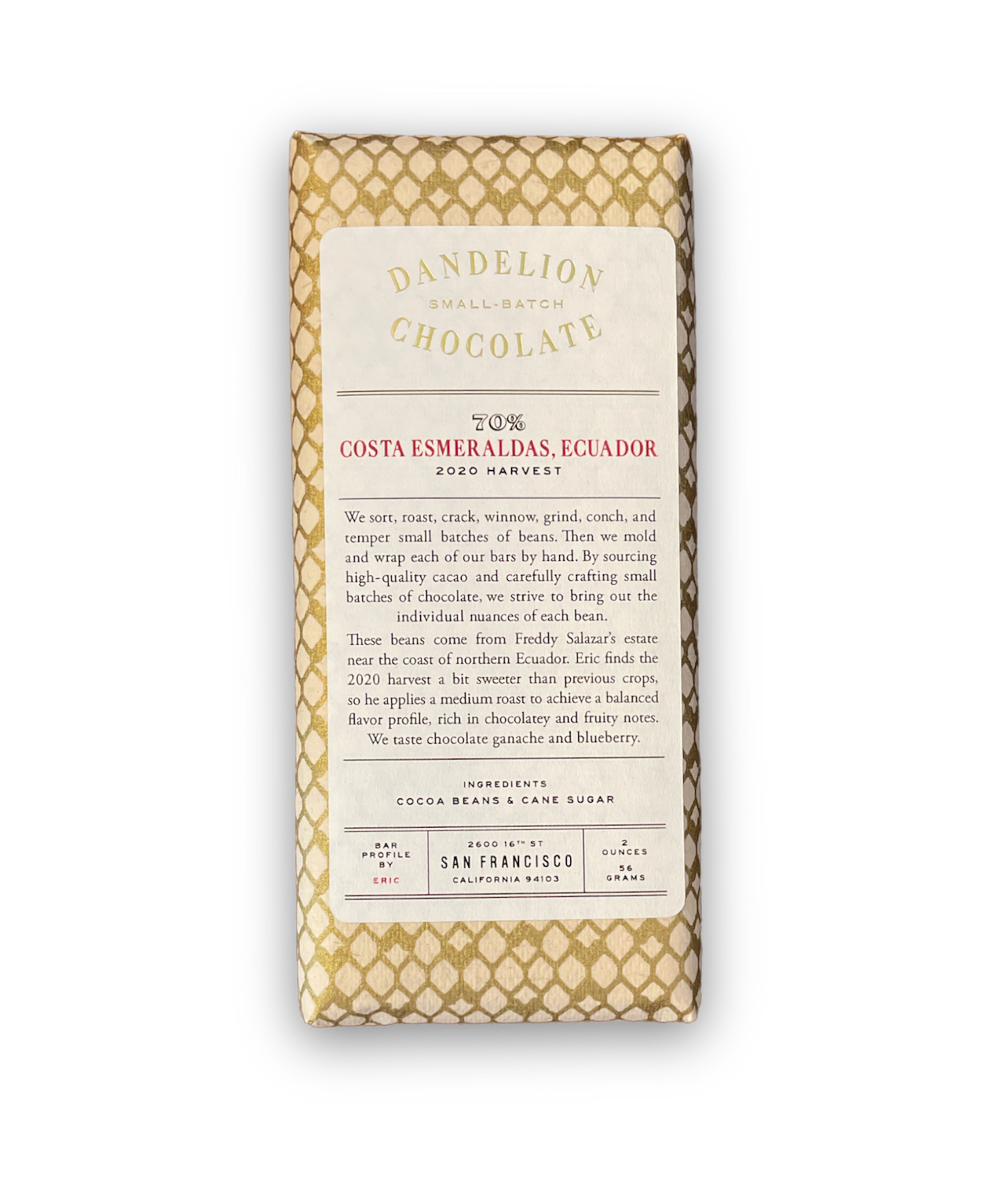 Dark Chocolate Dandelion Ecuador Costa Esmeraldas