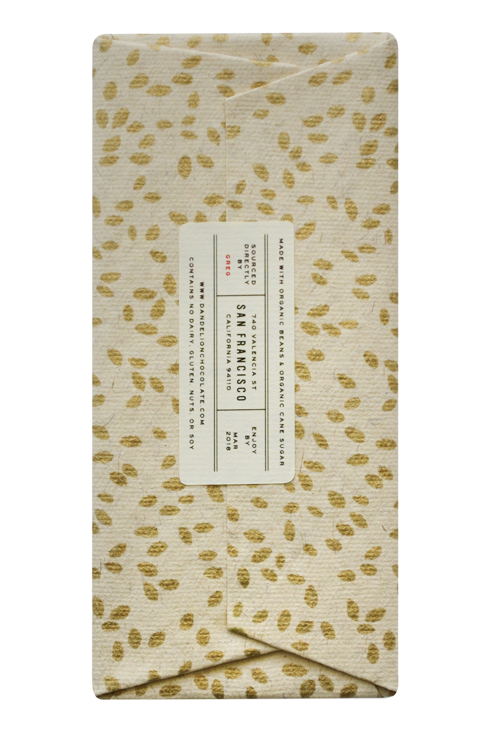 Dandelion Dark Chocolate - Madagascar back