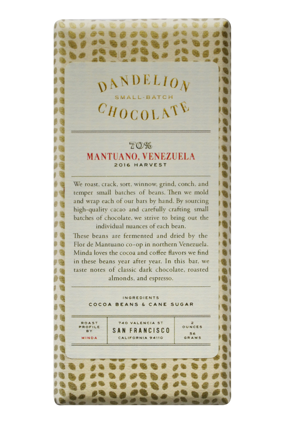 Dandelion Dark Chocolate - Mantuano