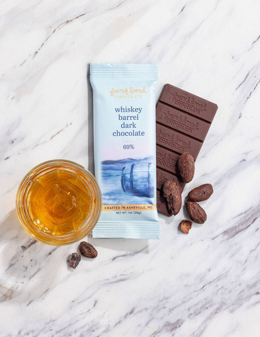 French Broad Dark Chocolate - Whiskey Barrel with Smoked Salt Chocolate Bar 69%