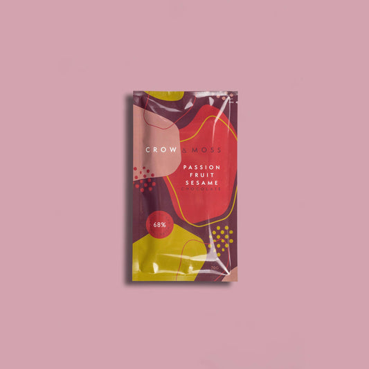 Crow & Moss Dark Chocolate - Passion Fruit Sesame  68%