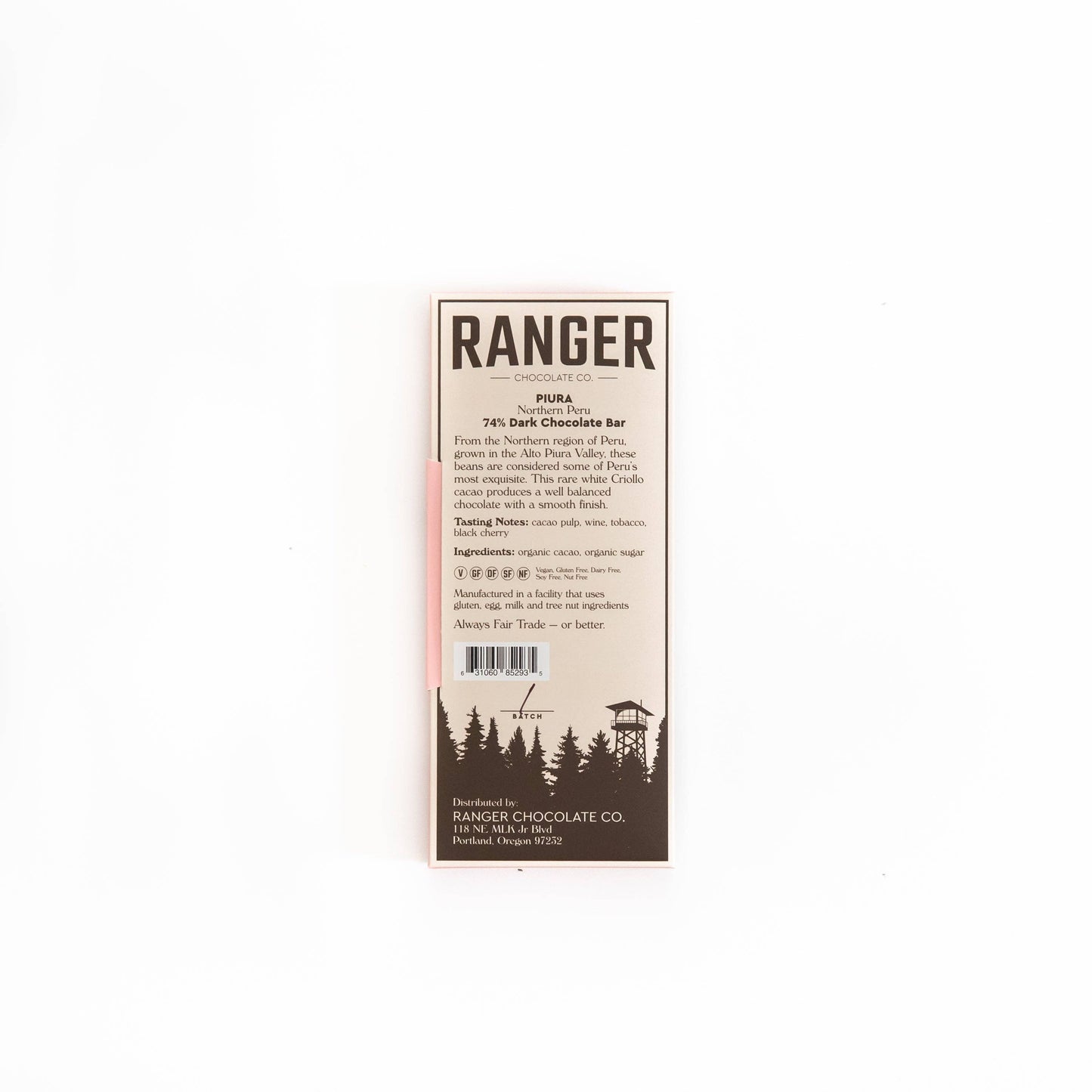 Ranger Dark Chocolate - Piura, Northern Peru, 74% Dark Chocolate Bar
