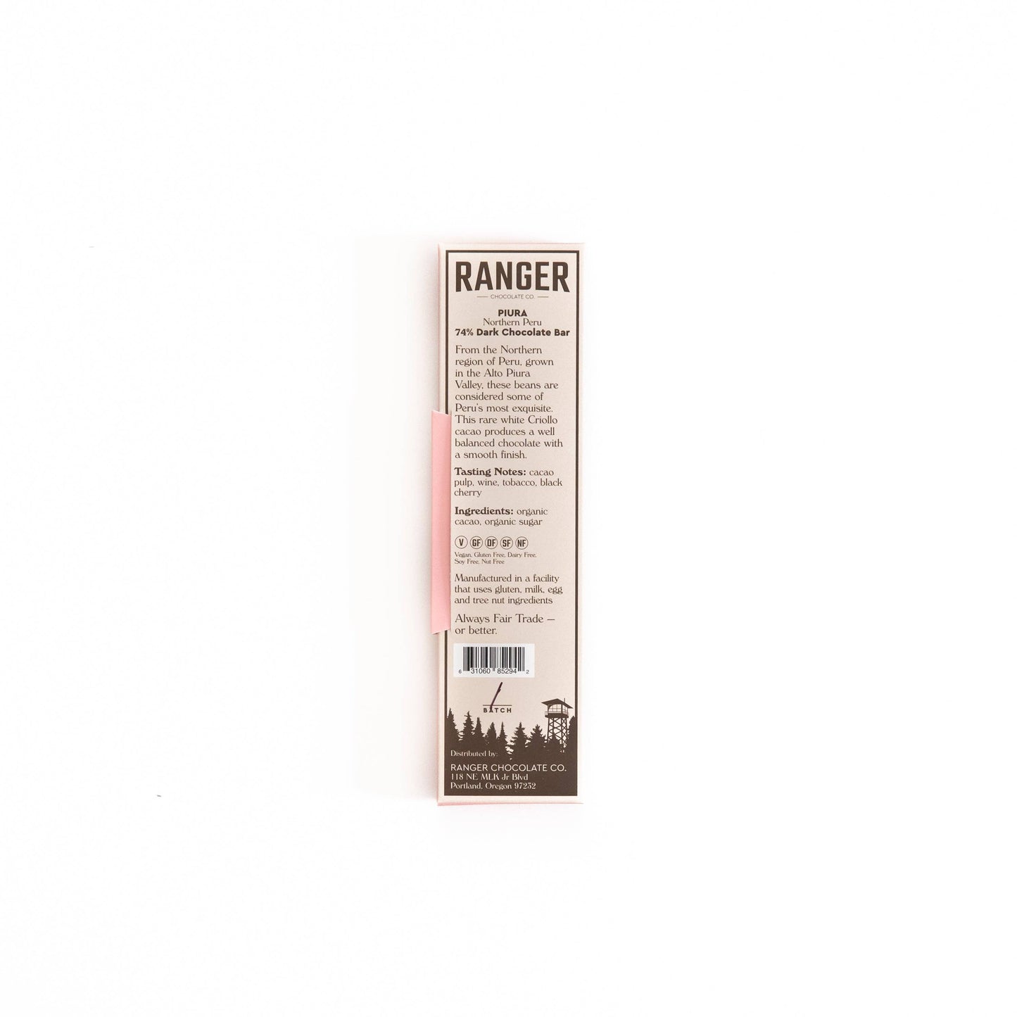 Ranger Dark Chocolate - Piura, Northern Peru, 74% Dark Chocolate Bar